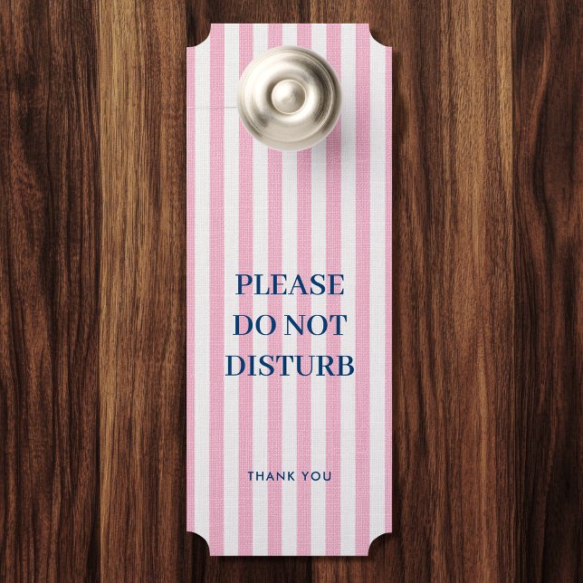Chic Linen Look Do Not Disturb Pink White Striped Door Hanger (Creator Uploaded)