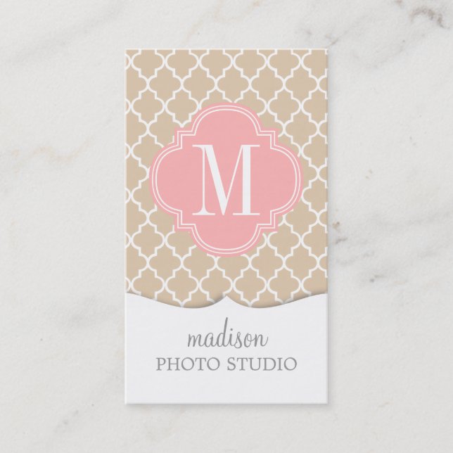 Chic Linen Moroccan Lattice Personalised Business Card (Front)