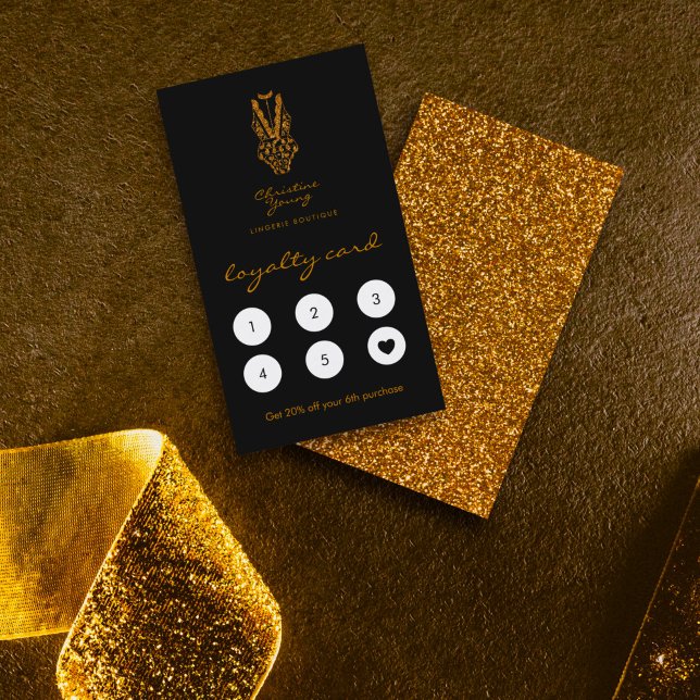 Chic Lingerie Boutique Gold Logo Loyalty Card (Creator Uploaded)