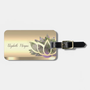 Chic Lotus Flower Gold  Luggage Tag