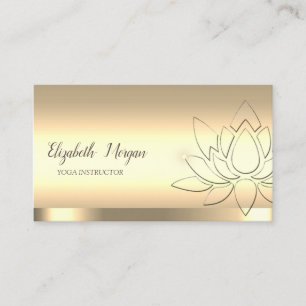 Chic Lotus Flower Yoga Instructor Gold Business Card