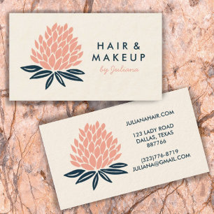 Chic Lotus Flowers Minimalist Pink Blue Business Card