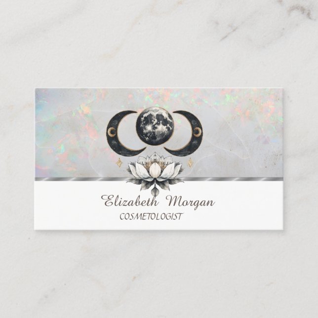 Chic Lotus Moon Opal Business Card (Front)
