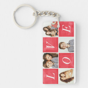 Chic Love 4 Photo Collage Key Ring