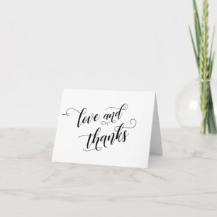 Chic Love and Thanks Typography w/ Black Script Thank You Card