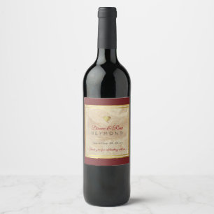 Chic Love Heart Marble Classy Elegant Wedding Wine Label