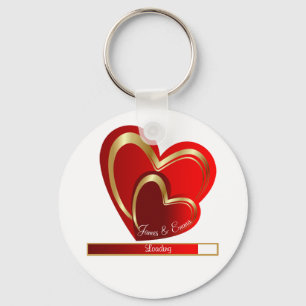 Chic Love Loading Red Hearts Personalised Wedding Key Ring