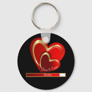 Chic Love Loading Red Hearts Personalised Wedding Key Ring