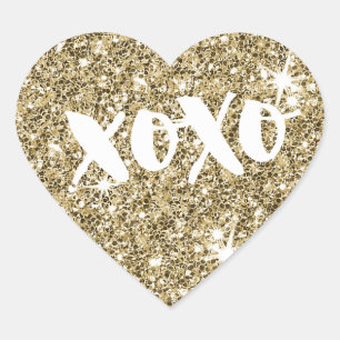 CHIC LOVE XOXO HEART modern faux gold glitter Sticker