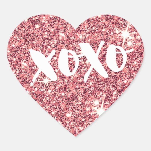CHIC LOVE XOXO HEART modern faux pink glitter Sticker (Front)