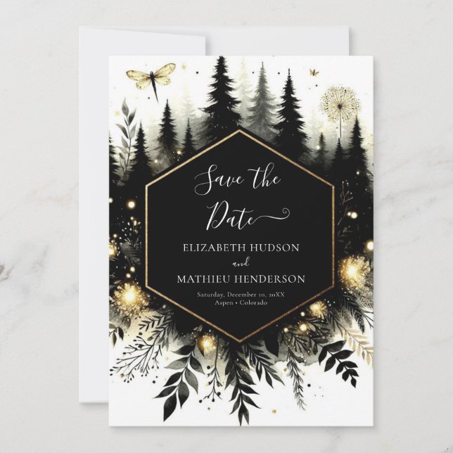 Chic Lovely Enchanted Forest Wedding Save The Date (Front)