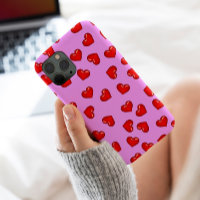 Chic lovers Red heart pattern on elegant purple