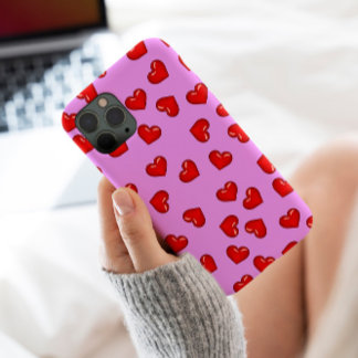 Chic lovers Red heart pattern on elegant purple iPhone 13 Pro Max Case