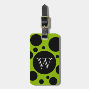 CHIC LUGGAGE /BAG TAG_BLACK BUBBLES ON 64 GREEN TAG