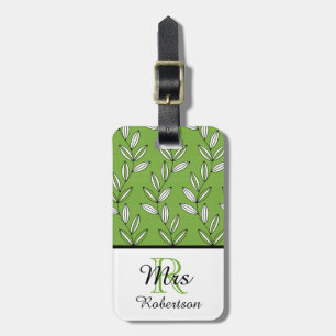 CHIC LUGGAGE/BAG TAG_"Mrs"GREEN/WHITE FLORAL VINES Luggage Tag