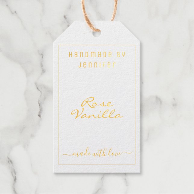 Chic Luggage Foil Gift Tag Template Small Business (Front)