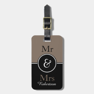 CHIC LUGGAGE TAG_MODERN "Mr & Mrs" BROWN/BLACK Tag