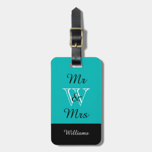 CHIC LUGGAGE TAG_"Mr & Mrs" TURQUOISE/BLACK/WHITE Luggage Tag