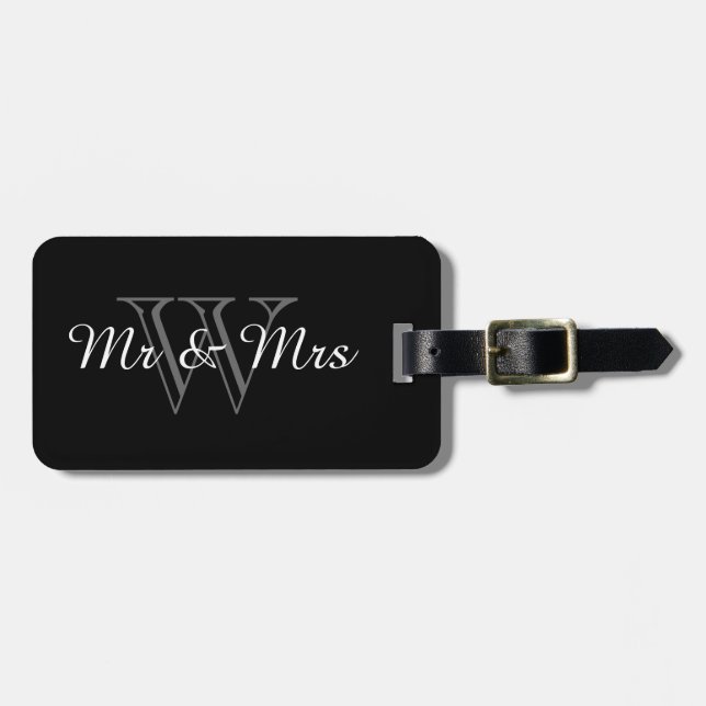 CHIC LUGGAGE TAG_"Mr & Mrs" WITH MONOGRAM Tag (Front Horizontal)