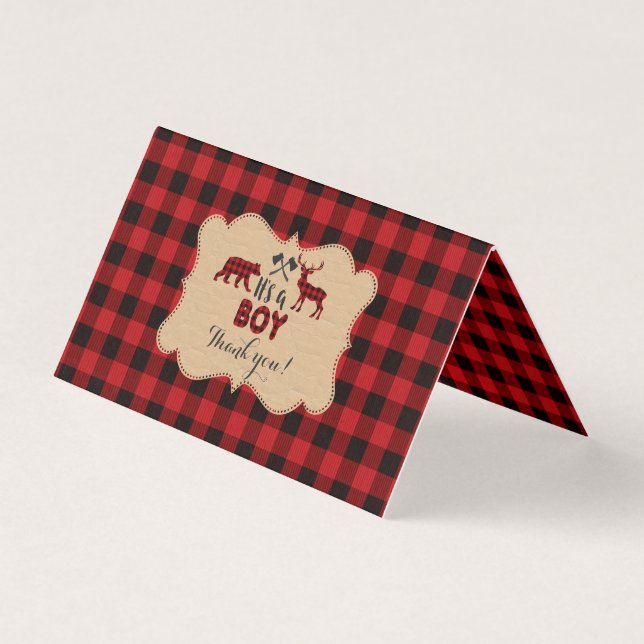 Chic Lumberjack Red Buffalo Baby Shower Thank you (Front)