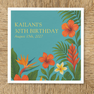 Chic Lush Tropical Floral Luau Birthday Party Napkin