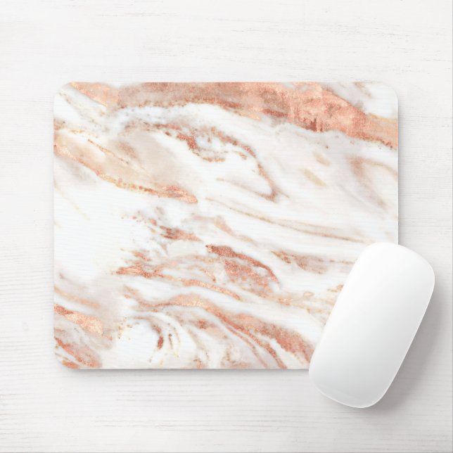 Chic Luxe Copper | Elegant Rose Gold Marble Mouse Pad (With Mouse)