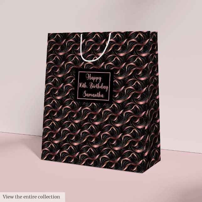 Chic Luxury Gift Bag Rose Gold Glitter and Black (Chic Luxury Gift Bag Rose Gold Glitter and Black)