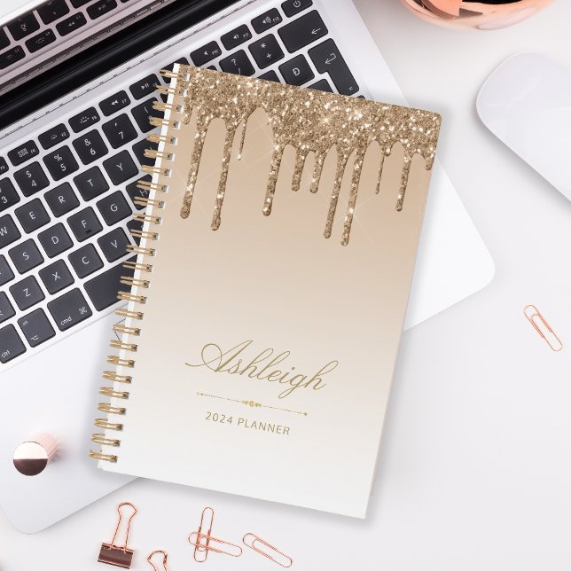 Chic Luxury Glitter Drips Gold 2024 Planner (Creator Uploaded)