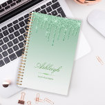 Chic Luxury Glitter Drips Green 2024 Planner<br><div class="desc">This chic planner features a sparkly green faux glitter drip border and green ombre background. Personalise it with her name in elegant script over a green diamond divider. The words "2024 Planner" or other text of your choice appear in sans serif font below.</div>