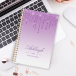 Chic Luxury Glitter Drips Purple 2024 Planner<br><div class="desc">This chic planner features a sparkly purple faux glitter drip border and purple ombre background. Personalise it with her name in elegant script over a purple diamond divider. The words "2024 Planner" or other text of your choice appear in sans serif font below.</div>