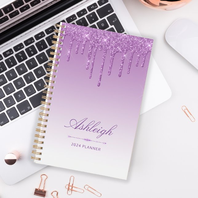 Chic Luxury Glitter Drips Purple 2024 Planner (Creator Uploaded)