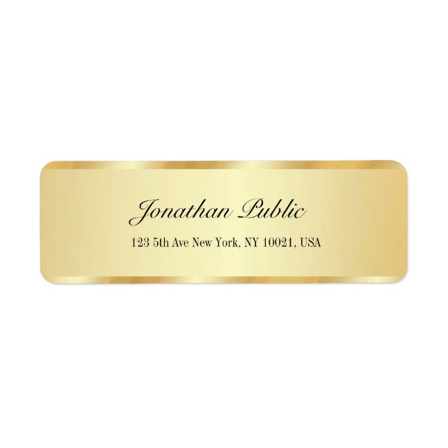 Chic Luxury Gold Glamour Template Return Address (Front)