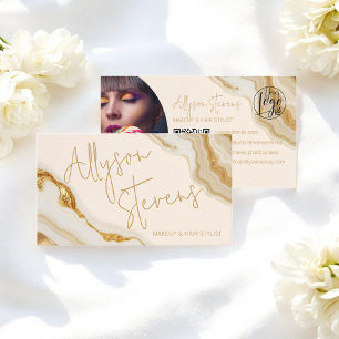 Chic Luxury Gold Marble Makeup & Hair Stylist Qr Business Card
