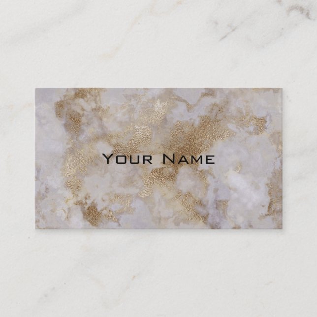 Chic Luxury Grey & Gold Marble Pattern Background Business Card (Front)
