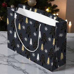 Chic Luxury Modern Christmas Tree Pattern Large Gift Bag