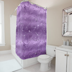 Chic Luxury Purple Silver Glitter Pattern Shower Curtain