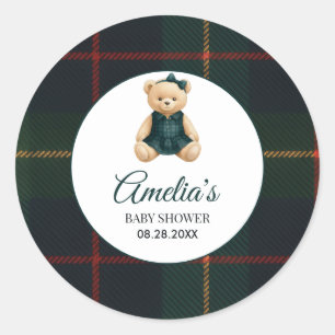 Chic Luxury Teddy Bear Baby Shower Classic Round Sticker