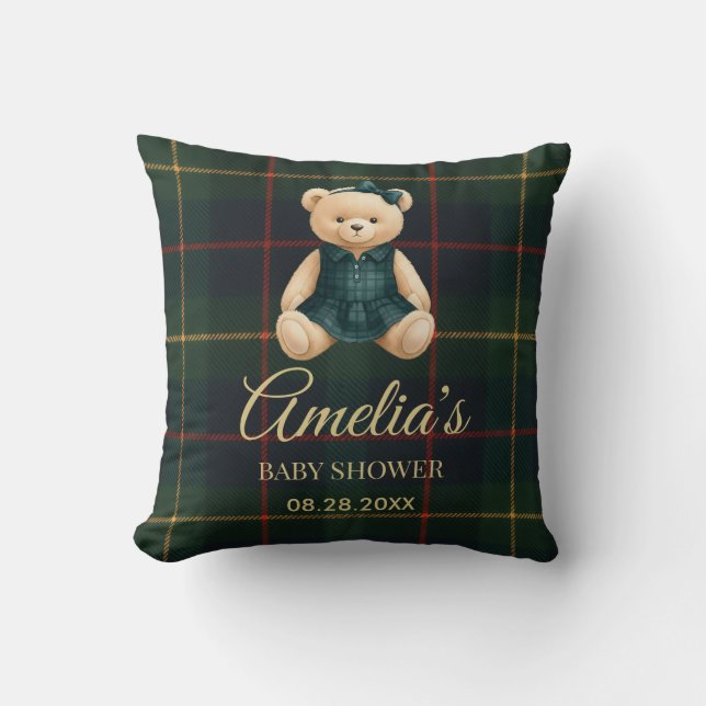 Chic Luxury Teddy Bear Baby Shower  Cushion (Front)