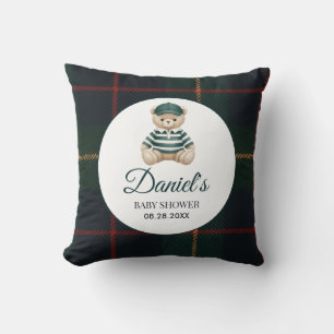 Chic Luxury Teddy Bear Baby Shower Cushion