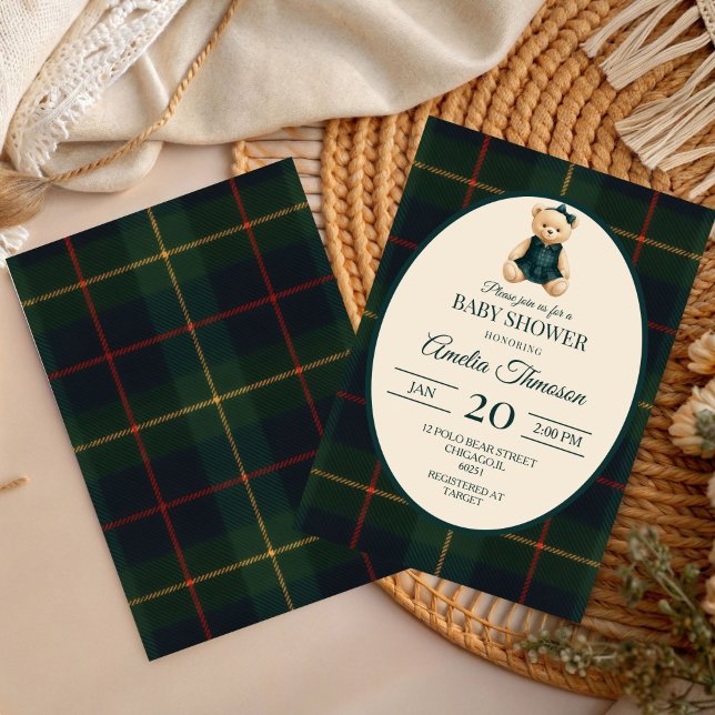 Chic Luxury Teddy Bear Baby Shower Invitation (Creator Uploaded)