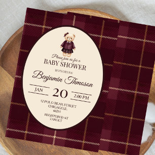 Chic Luxury Teddy Bear Baby Shower Invitation