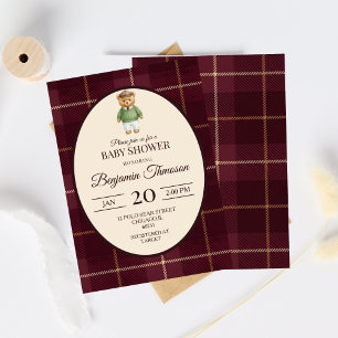 Chic Luxury Teddy Bear Baby Shower Invitation