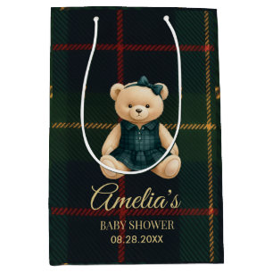 Chic Luxury Teddy Bear Baby Shower Medium Gift Bag