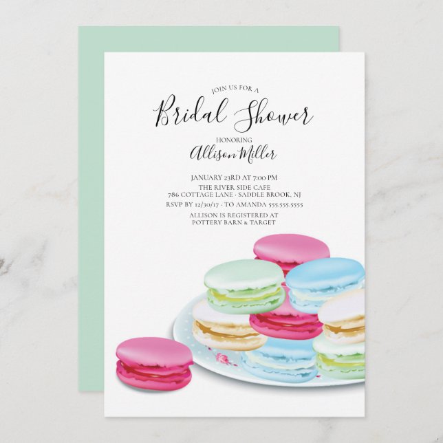 Chic Macaroon Bridal Shower Invitation (Front/Back)