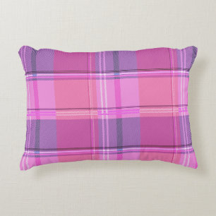Chic Magenta Berry Plaid Aesthetic Decorative Cushion