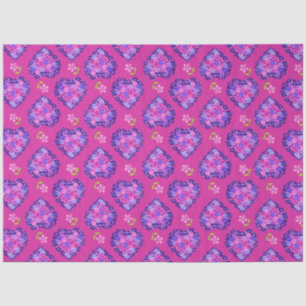 Chic Magenta Hearts and Flowers Tissue Paper