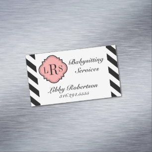 CHIC MAGNETIC BUSINESS CARD_BLACK/WHITE STRIPES CARD