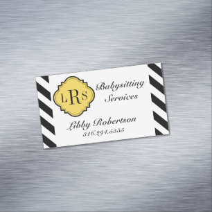 CHIC MAGNETIC BUSINESS CARD_BLACK/WHITE STRIPES CARD