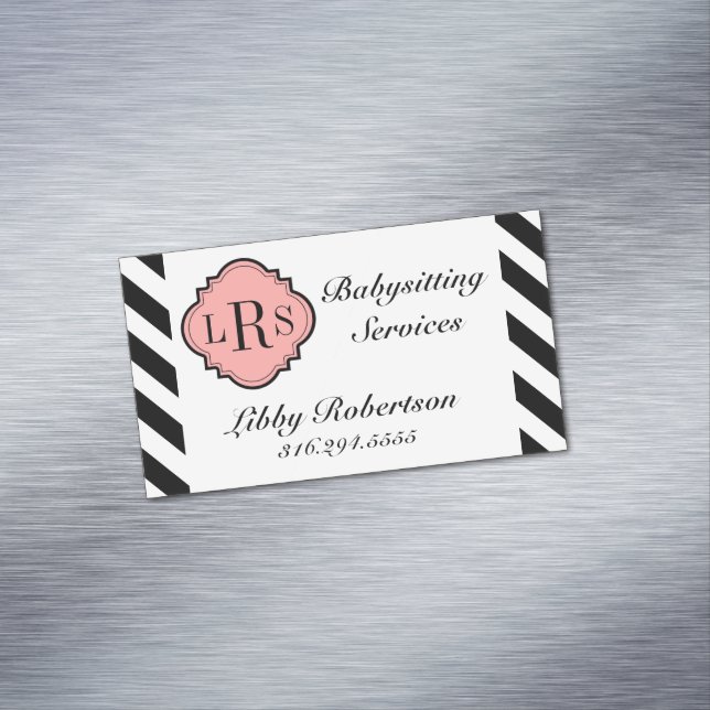 CHIC MAGNETIC BUSINESS CARD_BLACK/WHITE STRIPES MAGNETIC BUSINESS CARD (In Situ)