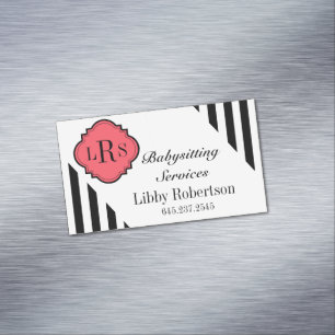 CHIC MAGNETIC BUSINESS CARD_BLACK/WHITE STRIPES MAGNETIC BUSINESS CARD